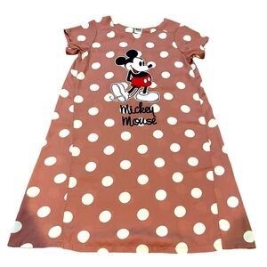 Paola by TT Kids brown and white polka dot Mickey Mouse character dress girls 14